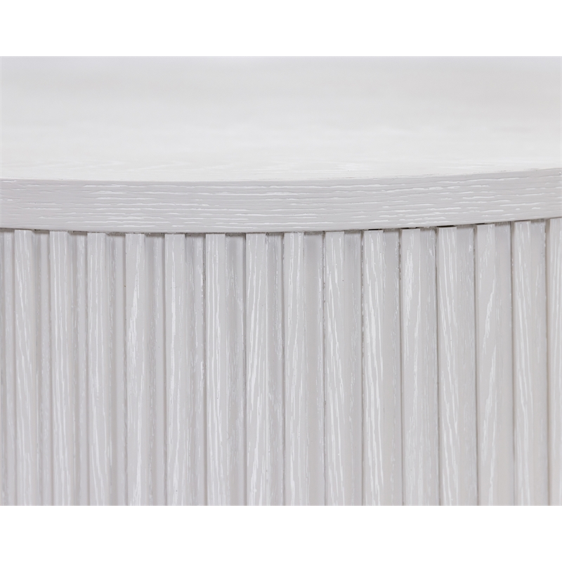 Modern Wood Living Room Entertainment Tulane Round Cocktail Table - White