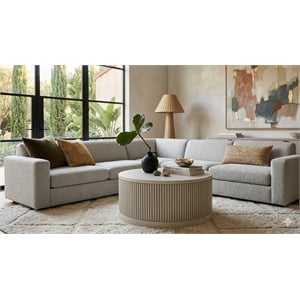 Modern Wood Living Room Entertainment Tulane Round Cocktail Table - White