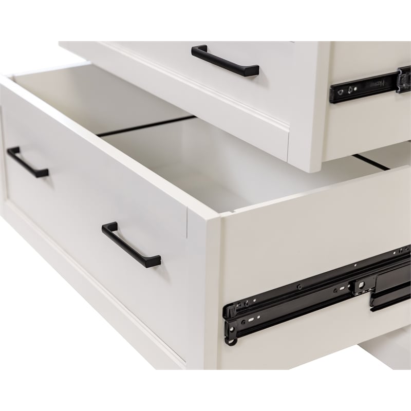 Modern Wood Drop-Lid Secretary Desk Fully Assembled White Finish