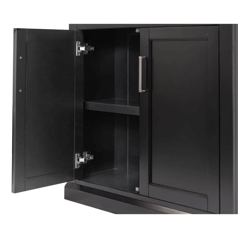 Modern Wood Lower Doors Bookcase Office Bookcase Fully Assembled Black