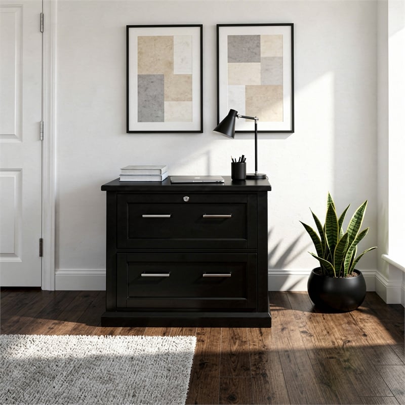 Modern Wood Lateral File Office Lateral File Storage File Fully Assembled Black