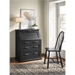 Modern Wood Drop-Lid Secretary Desk Fully Assembled Black Finish