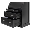 Modern Wood Drop-Lid Secretary Desk Fully Assembled Black Finish