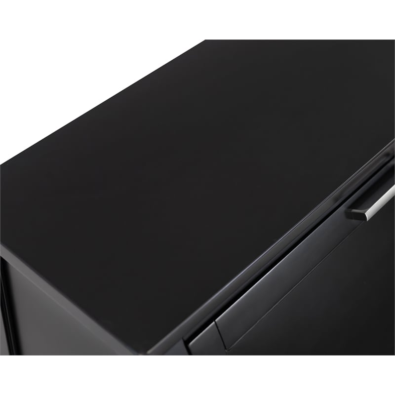 Modern Wood Drop-Lid Secretary Desk Fully Assembled Black Finish