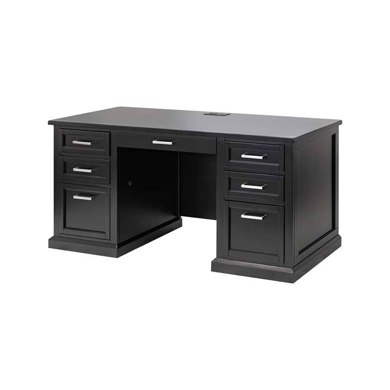Modern Wood Hutch With Doors and Desk Storage Hutch Fully Assembled Black