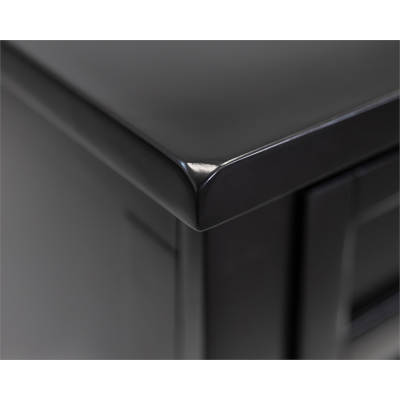 Modern Wood Hutch With Doors and Desk Storage Hutch Fully Assembled Black