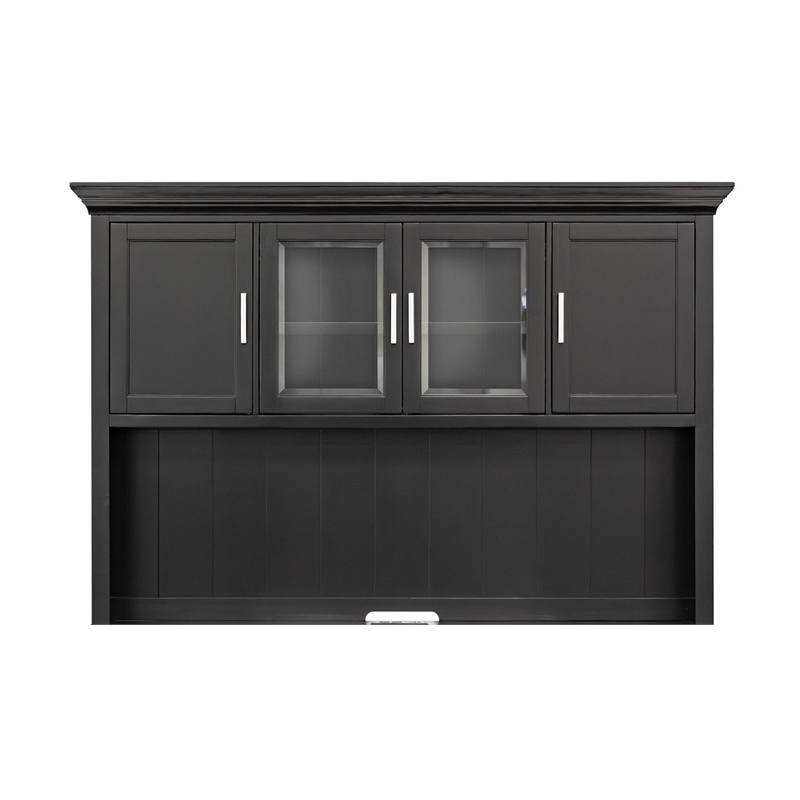 Modern Wood Hutch With Doors and Desk Storage Hutch Fully Assembled Black