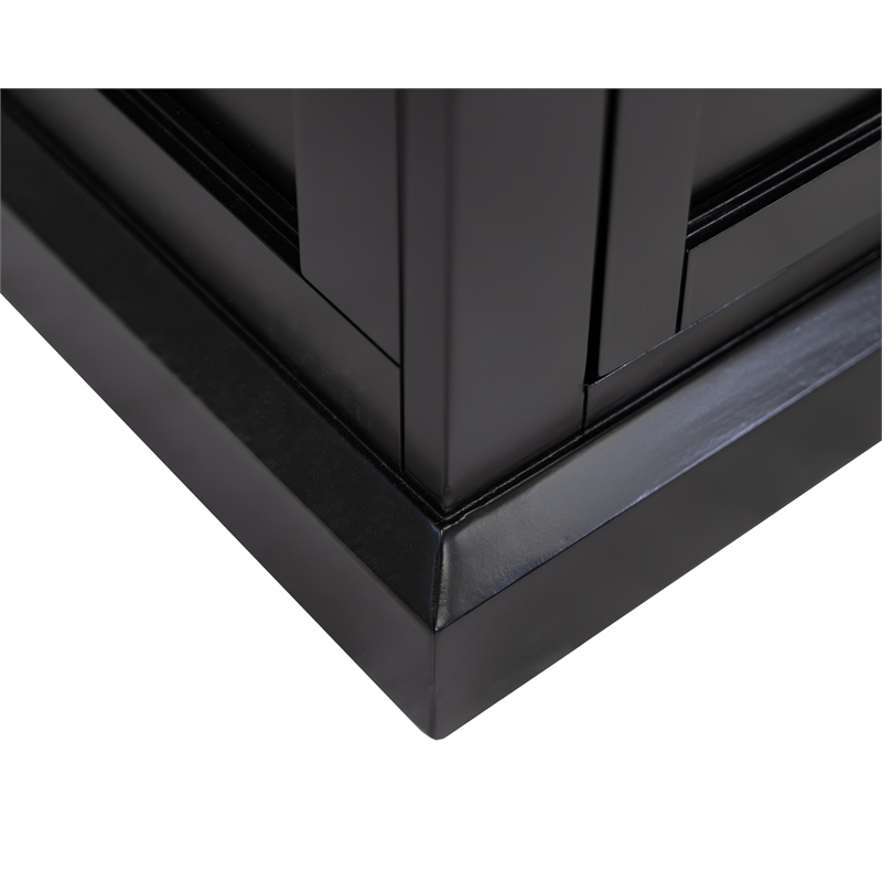 Modern Wood Hutch With Doors and Desk Storage Hutch Fully Assembled Black