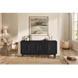 72in TV Console Modern Four Door Entertainment Stand Wood Accent CabinetCredenza Fully Assembled Black