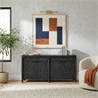 70in TV Console Entertainment Stand Wood Accent Cabinet Fully Assembled  Ebony Black