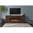 80in Wood Fireplace Console Entertainment Storage TV Stand Fully Assembled Brown