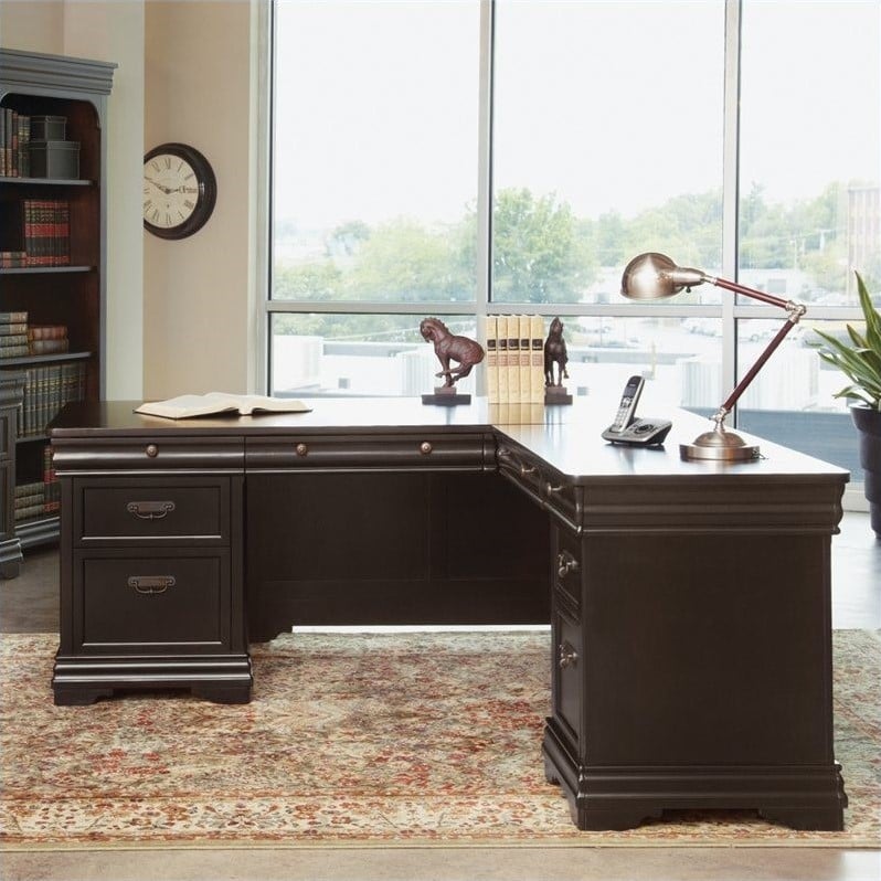 Martin Furniture Beaumont Desk and Return in Deep Java Finish   BT684X X R