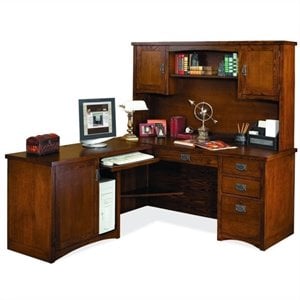 martin furniture mission pasadena lhf l-shape wood desk with hutch