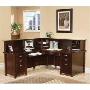 martin furniture tribeca loft cherry lhf l-shaped executive desk with reception hutch