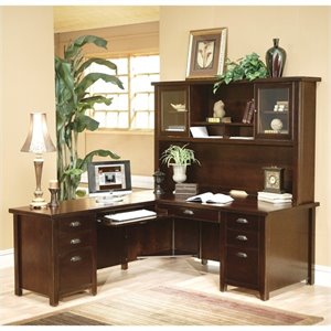 martin furniture l-shaped executive desk with hutch in cherry