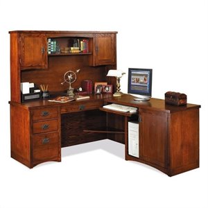 martin furniture mission pasadena l-shape desk with hutch