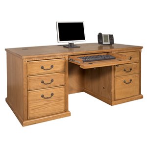 martin furniture huntington oxford executive double pedestal desk in wheat