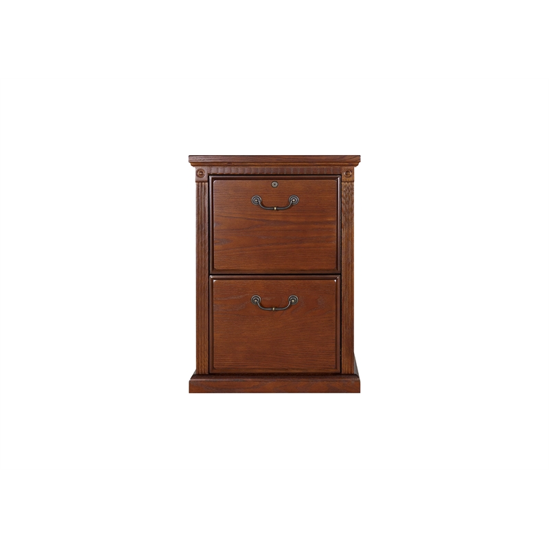 Huntington Two Wood Drawer File Cabinet Office Storage File Drawer Brown