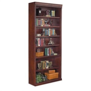 martin furniture huntington transitional club 7 shelf wood bookcase in cherry
