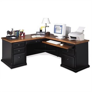 martin furniture southampton rhf l-shaped executive desk in oynx black
