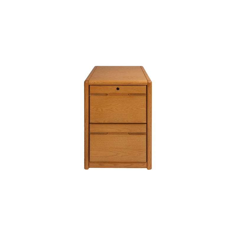 Two Drawer Wood File Cabinet Storage Drawer With Locking Top Drawer light oak