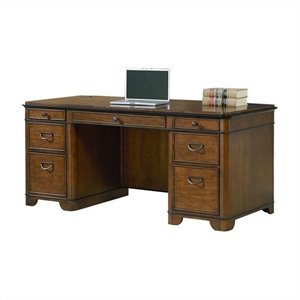 martin furniture double pedestal executive desk in warm fruitwood
