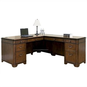 martin furniture kensington l-shaped right handed computer desk in warm fruitwood