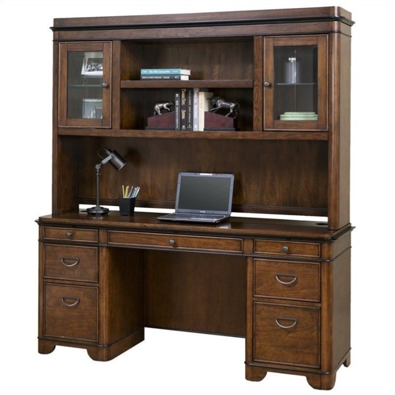 Martin Furniture Computer Credenza and Hutch in Warm Fruitwood ...