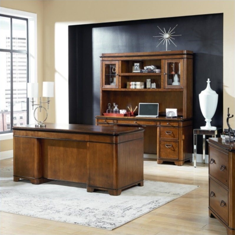 Martin Furniture Executive Desk Credenza And Hutch In Warm