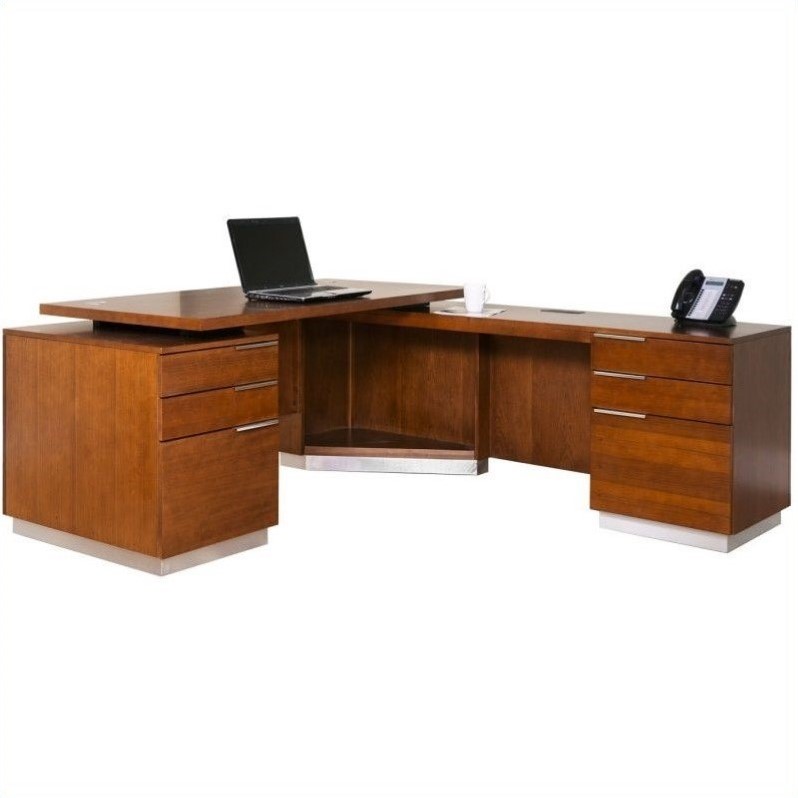 Kathy Ireland Home by Martin Monterey LShaped Desk in Toasted Almond