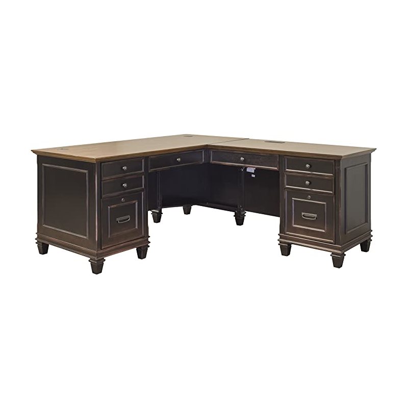 Martin Furniture Hartford Wood 70 Pedestal L Shaped Desk In Brown Finish