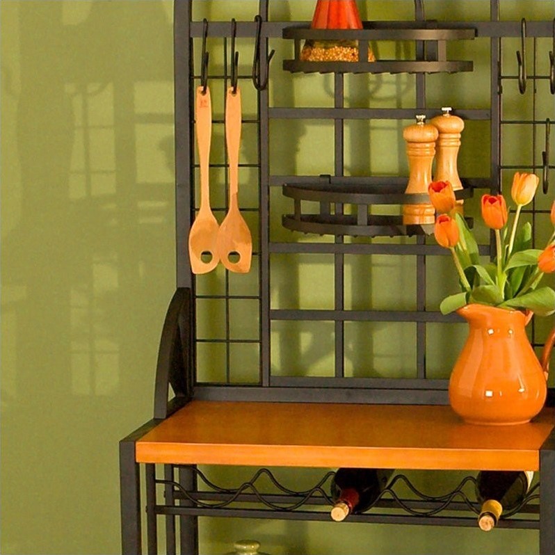 SEI Furniture Summit Steel Metal Dome Bakers Rack with Wine StorageBlack