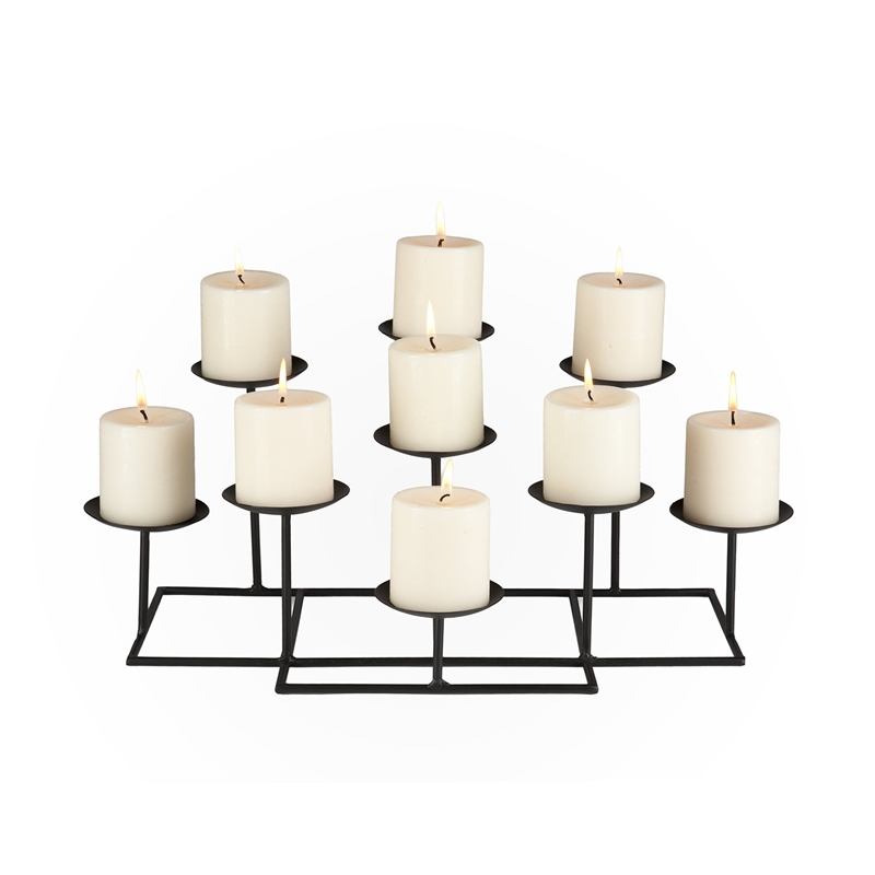 SEI Furniture 9 Candle Candelabra in Matte Black
