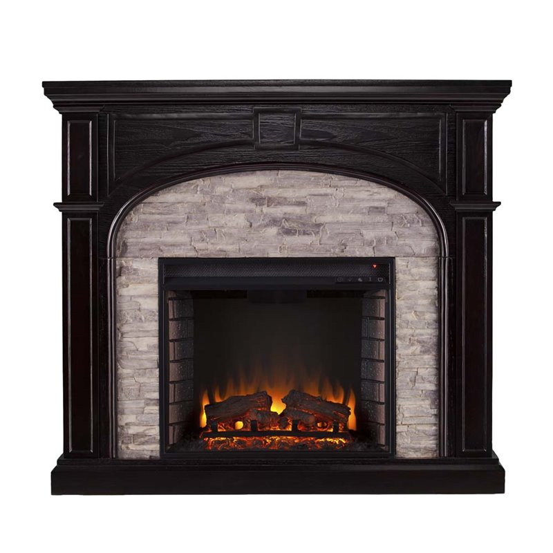 SEI Furniture Tanaya Electric Fireplace in Ebony and Gray