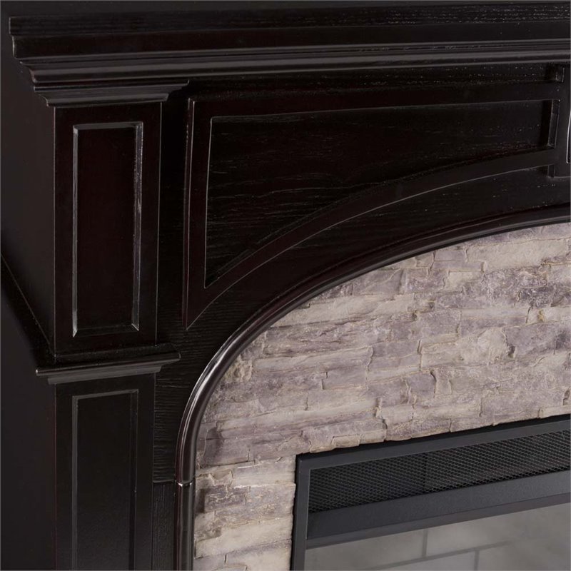 SEI Furniture Tanaya Electric Fireplace in Ebony and Gray