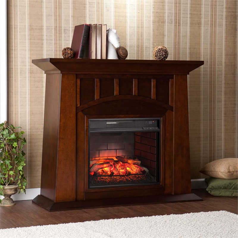 Southern Enterprises Lowery Infrared Electric Fireplace In Espresso Southern Enterprises Lowery Infrared Electric Fireplace In Espresso