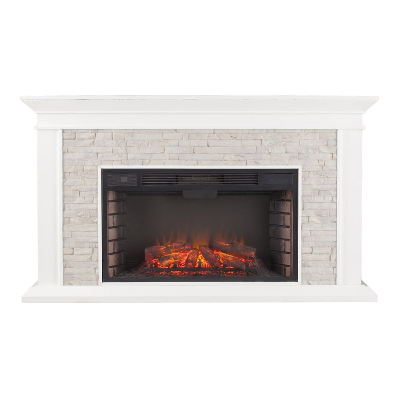 SEI Furniture Canyon Heights Faux Stone Electric Fireplace