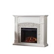 SEI Furniture Seneca Faux Stone Electric Fireplace TV Stand