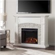 SEI Furniture Seneca Faux Stone Electric Fireplace TV Stand