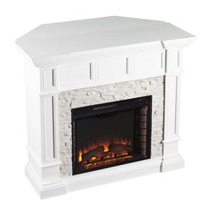 merrimack corner electric fireplace in white
