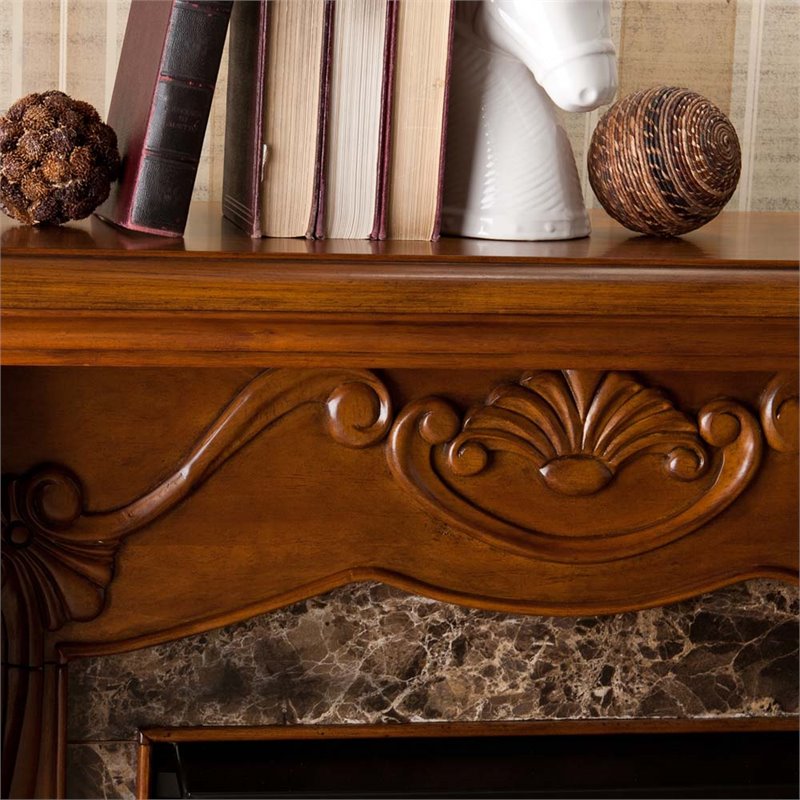 Southern Enterprises Cardona Infrared Electric Fireplace In Walnut Southern Enterprises Cardona Infrared Electric Fireplace In Walnut