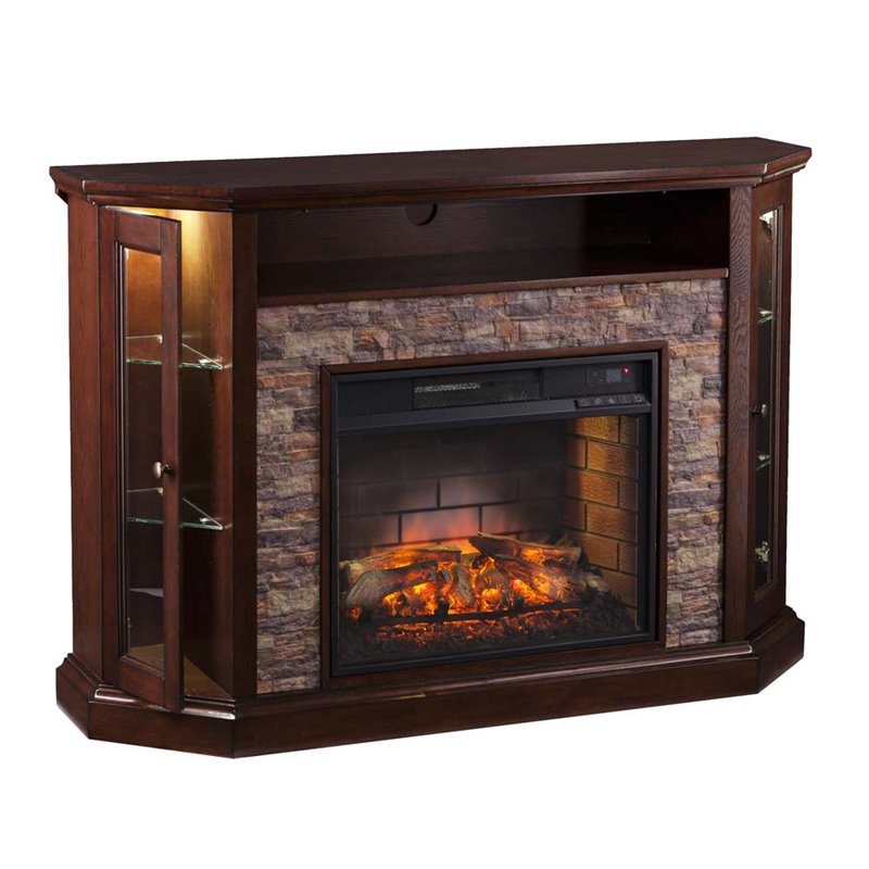 Southern Enterprises Redden Corner Electric Fireplace TV Stand FI9392