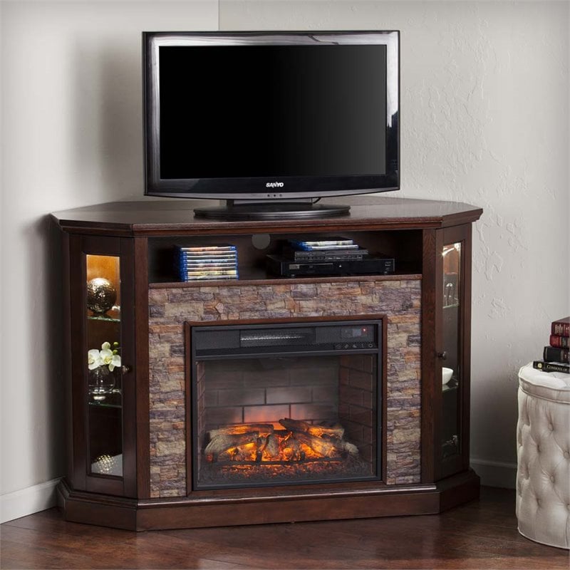 Southern Enterprises Redden Corner Electric Fireplace TV Stand  FI9392