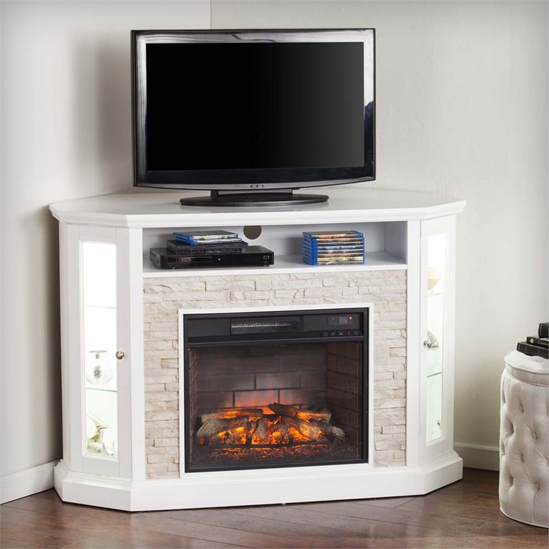 Southern Enterprises Redden Corner Electric Fireplace TV Stand  FI9393