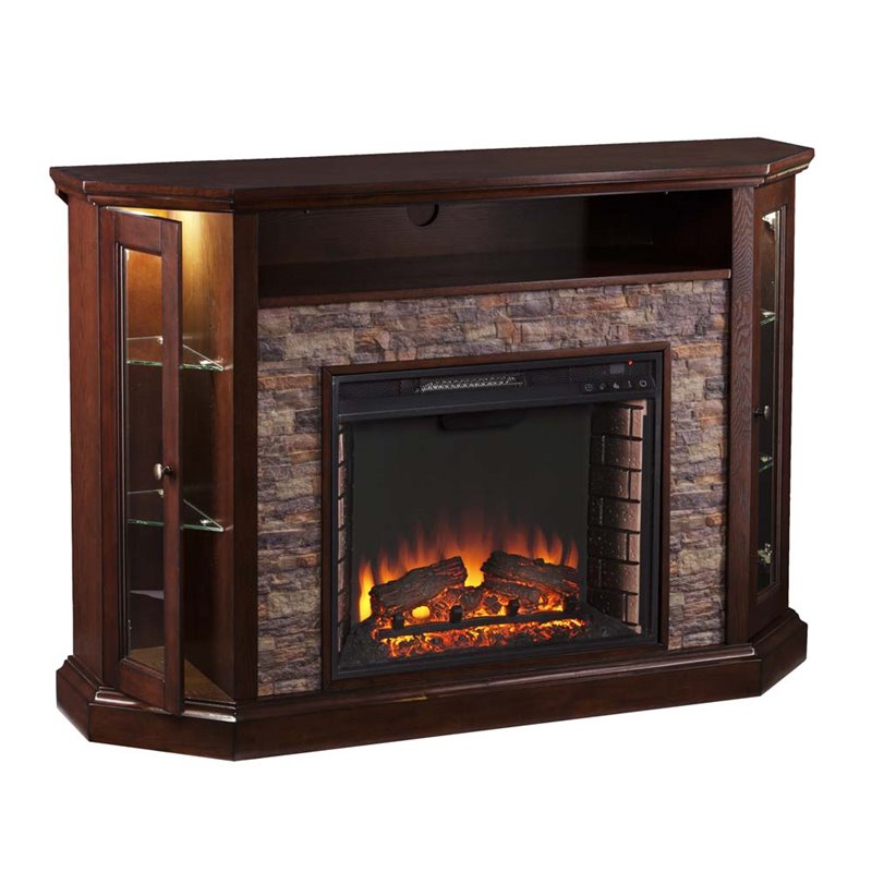 SEI Furniture Redden Corner Electric Fireplace TV Stand - Thumbnail 3