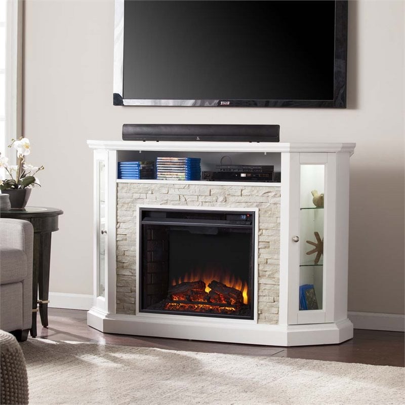 Southern Enterprises Redden Corner Electric Fireplace TV Stand FE9393