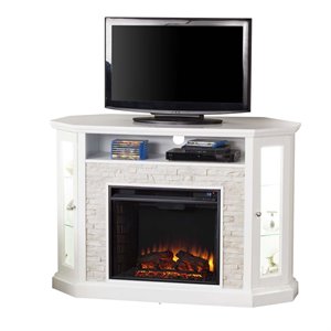 redden corner electric fireplace tv stand in white