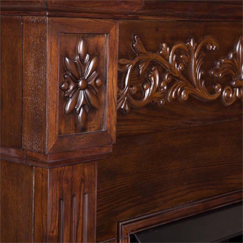 Southern Enterprises Calvert Carved Electric Fireplace In Espresso Southern Enterprises Calvert Carved Electric Fireplace In Espresso