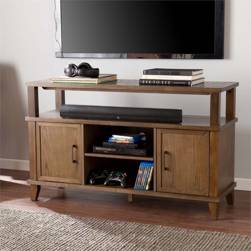 Southern Enterprises Talus TV Stand in Weathered Gray Oak