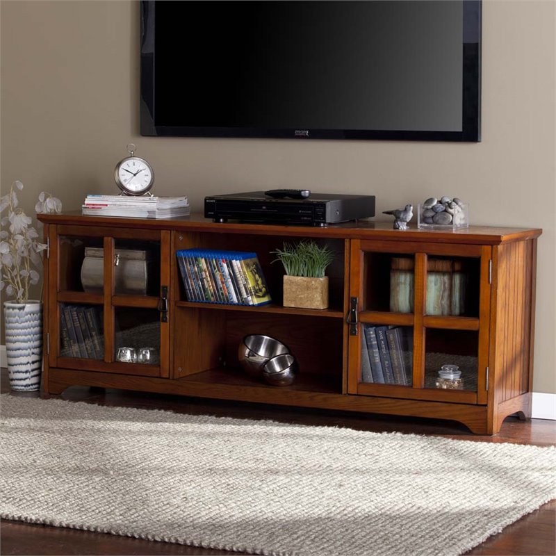 Southern Enterprises Remington 65 Tv Stand In Mission Oak